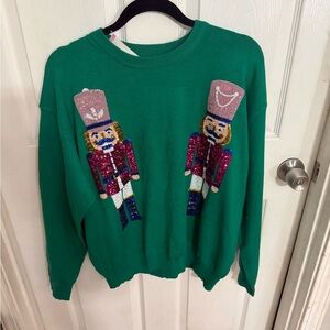 Fantastic Fawn Green Nutcracker Sweater